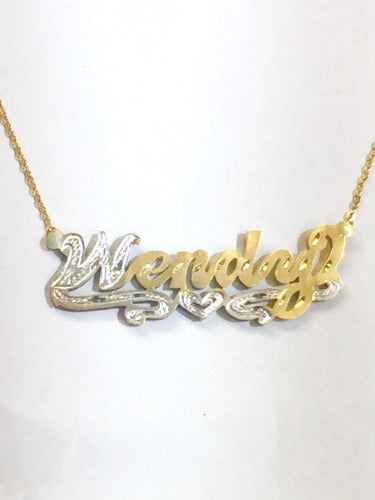 Personalized 3D Double Plate Name Necklace / a5
