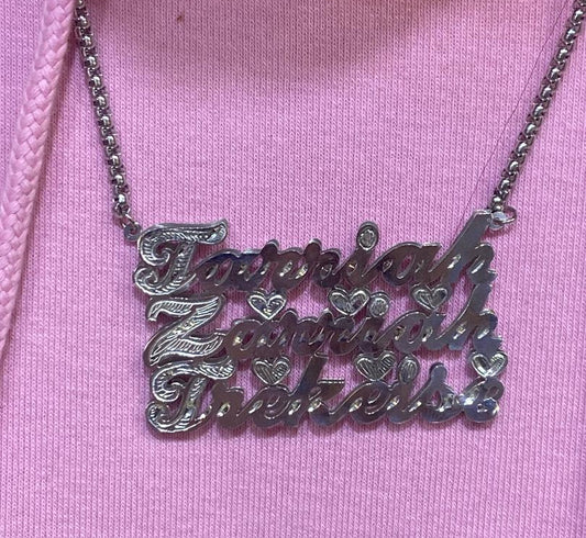 3 name name necklace big size gold color or silver