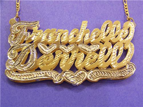 personalized 3d double name plate necklace two name gold custom jewelry
