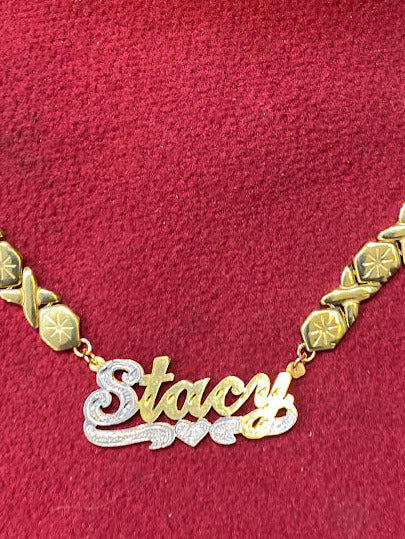 personalized 3d double plate name necklace xoxo chain gold custom nameplate jewelry