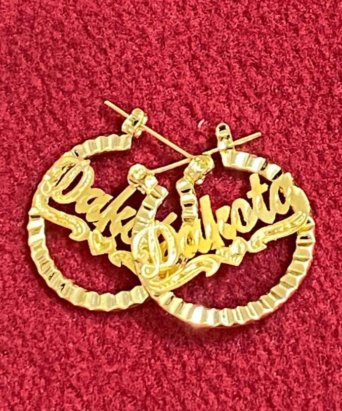 personalized baby hoop name earrings /