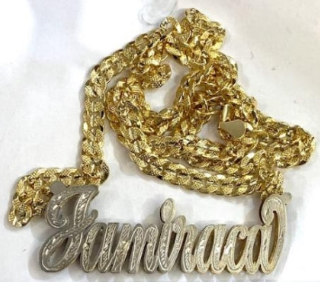 personalized 2 inch big double name necklace cuban chain gold custom jewelry
