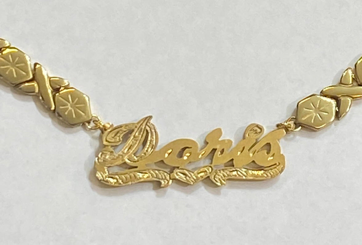 personalized double 3d name plate necklace xoxo chain gold custom jewelry