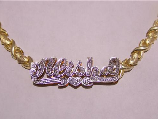personalized double name plate necklace xoxo chain gold custom jewelry