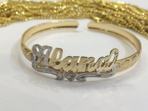 Personalized name bangle bracelet custom gold name cuff bracelet for women