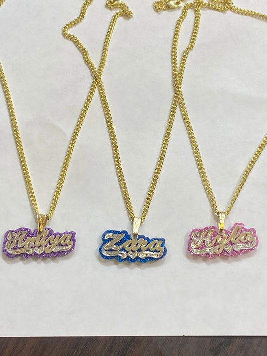 personalized name necklace with onyx bell charm gold custom nameplate jewelry