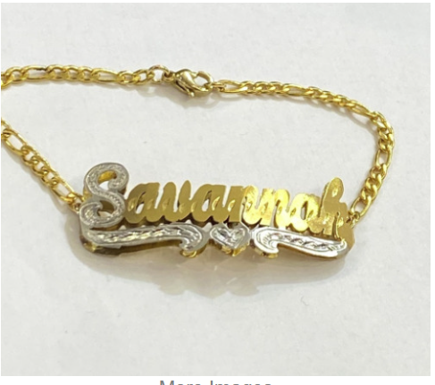 personalized double 3D name bracelet gold