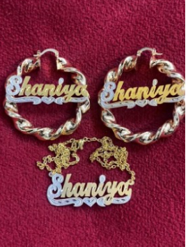 personalized name hoop twisty necklace set