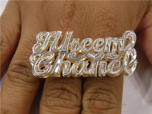 Double Name two finger name ring Personalized