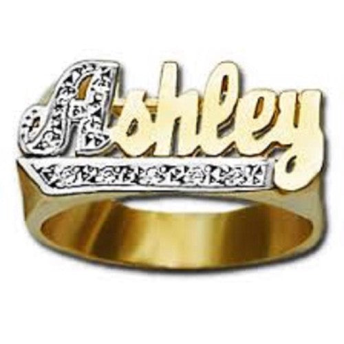 Personalized Name Rings with stright tail -silver-gold overlay-10k-14k