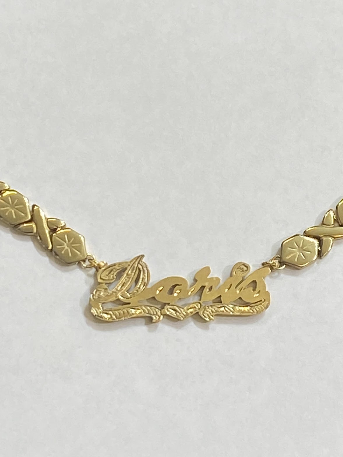 Gold Overlay Double Name Plate Necklace xoxo chain 3D Personalized