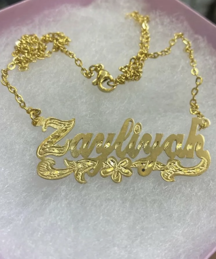14k Gold Plate Personalized Any Name Single Plate Nameplate Necklace/z2