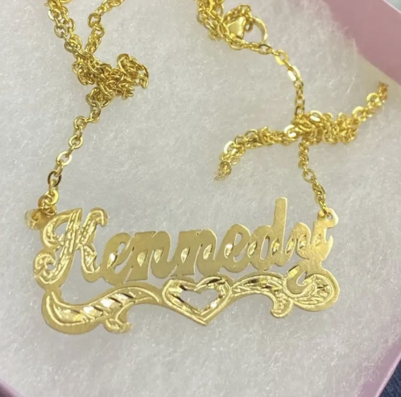 Personalized Name Single Plate Nameplate Necklace 10k-14k