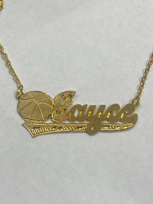 Personalized Name Single Plate Nameplate Necklace /basketball